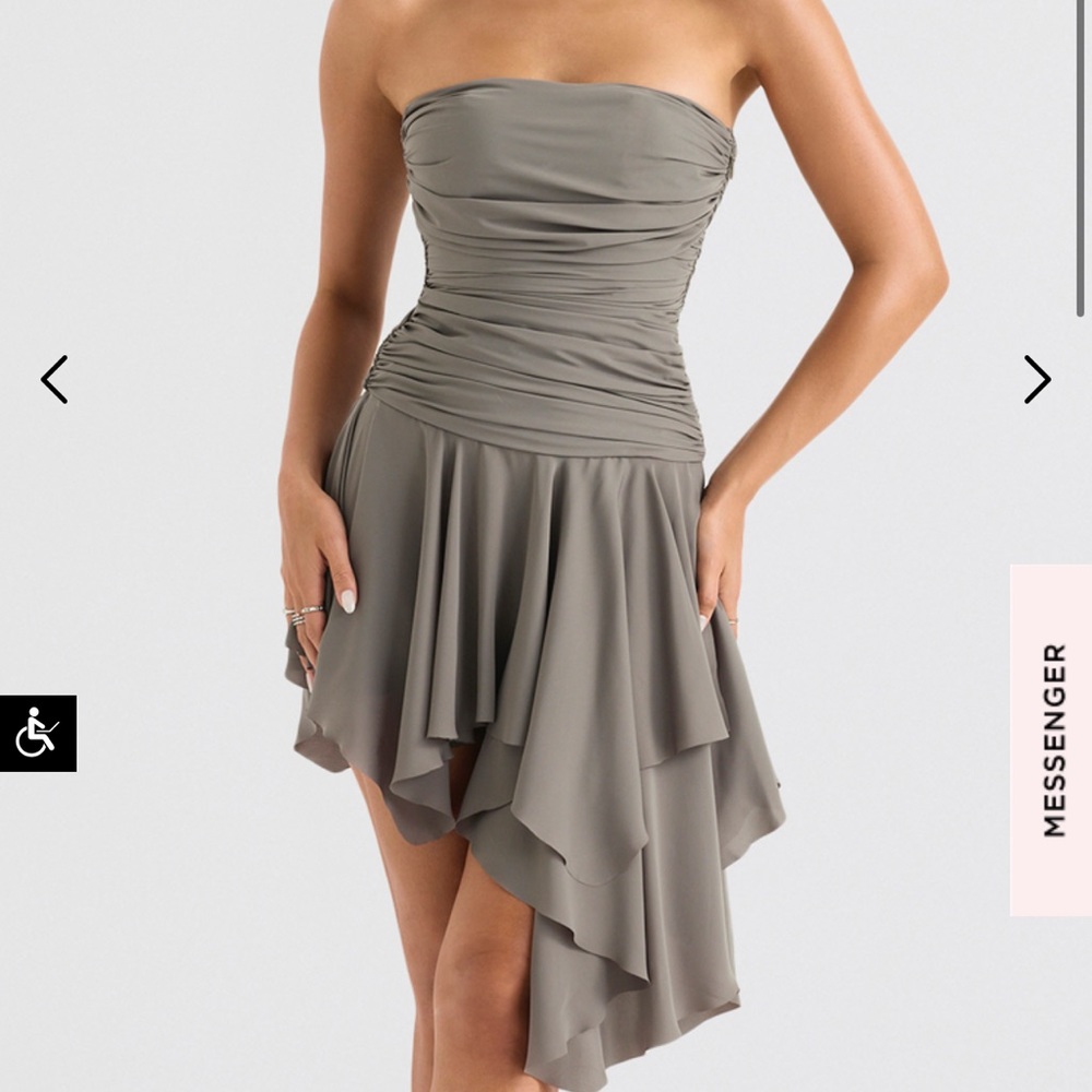 New w tag and gift box! House of CB VALERIA SMOKE ASYMMETRIC DRESS